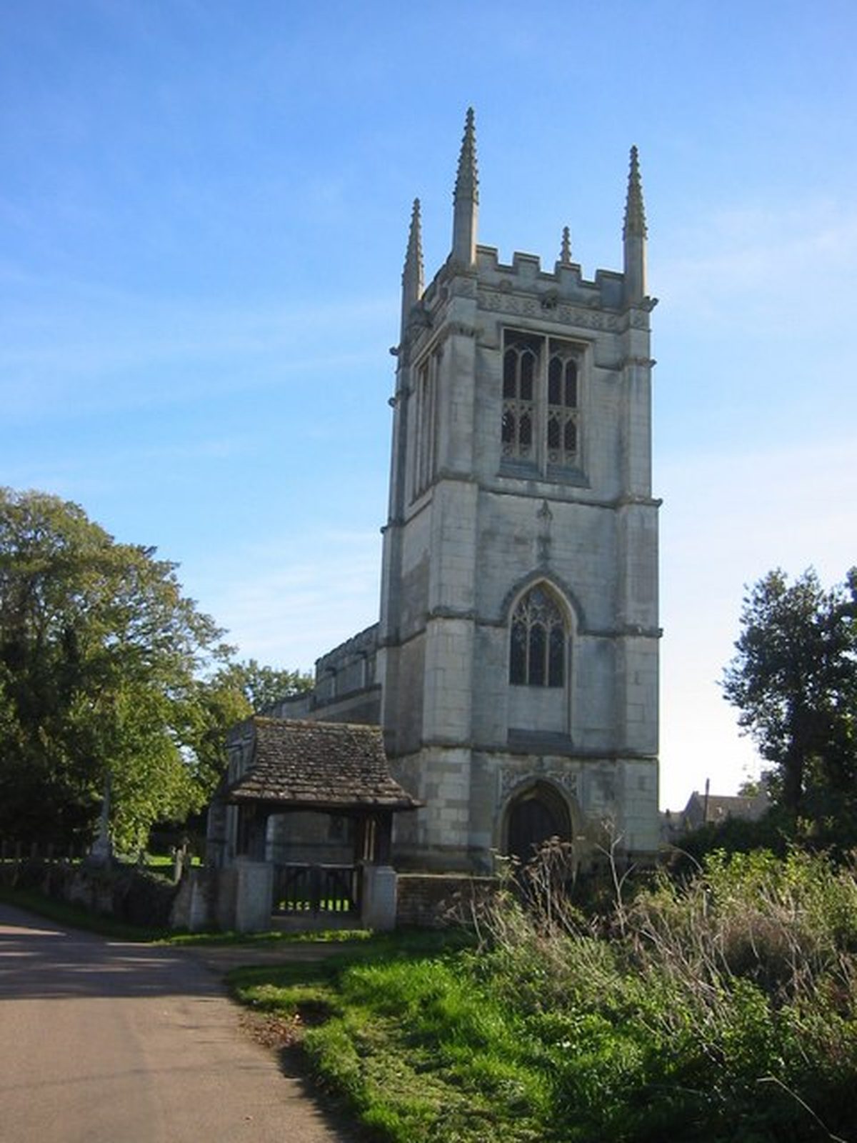 All Saints' Church Aldwincle: 15th-century Perpendicular tower with crocketted pinnacles